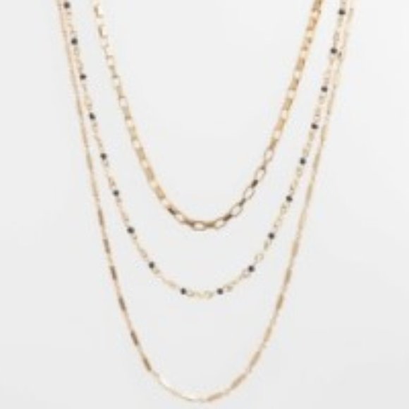Rebecca Minkoff Multi Strand Necklace with Beading (Gold/Navy Multi) Necklace - Picture 6 of 6